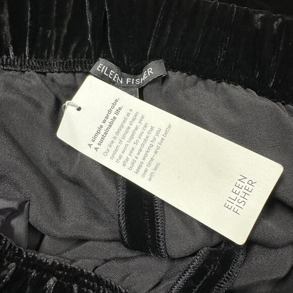 Eileen Fisher Velvet Wide Leg Black Pants Women's Size Large New With Tags - Picture 4 of 8